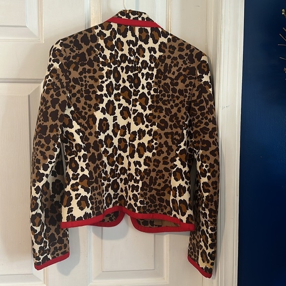 NWOT Women’s ETCETERA Beige Brown Cheetah Print Cotton Blend Red Trim Blazer - Picture 8 of 8